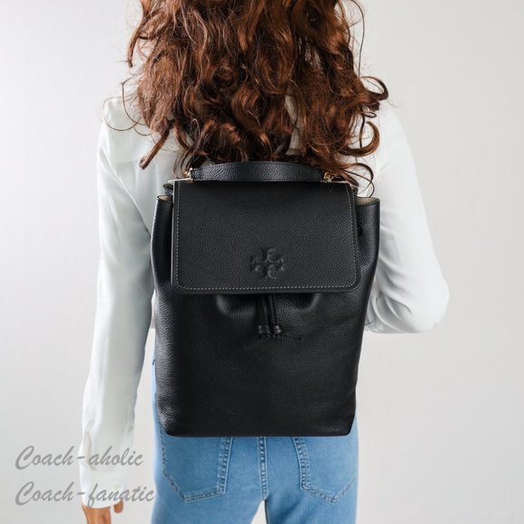 NWT Tory Burch Thea Leather Backpack in Black 145920 - Picture 2 of 12
